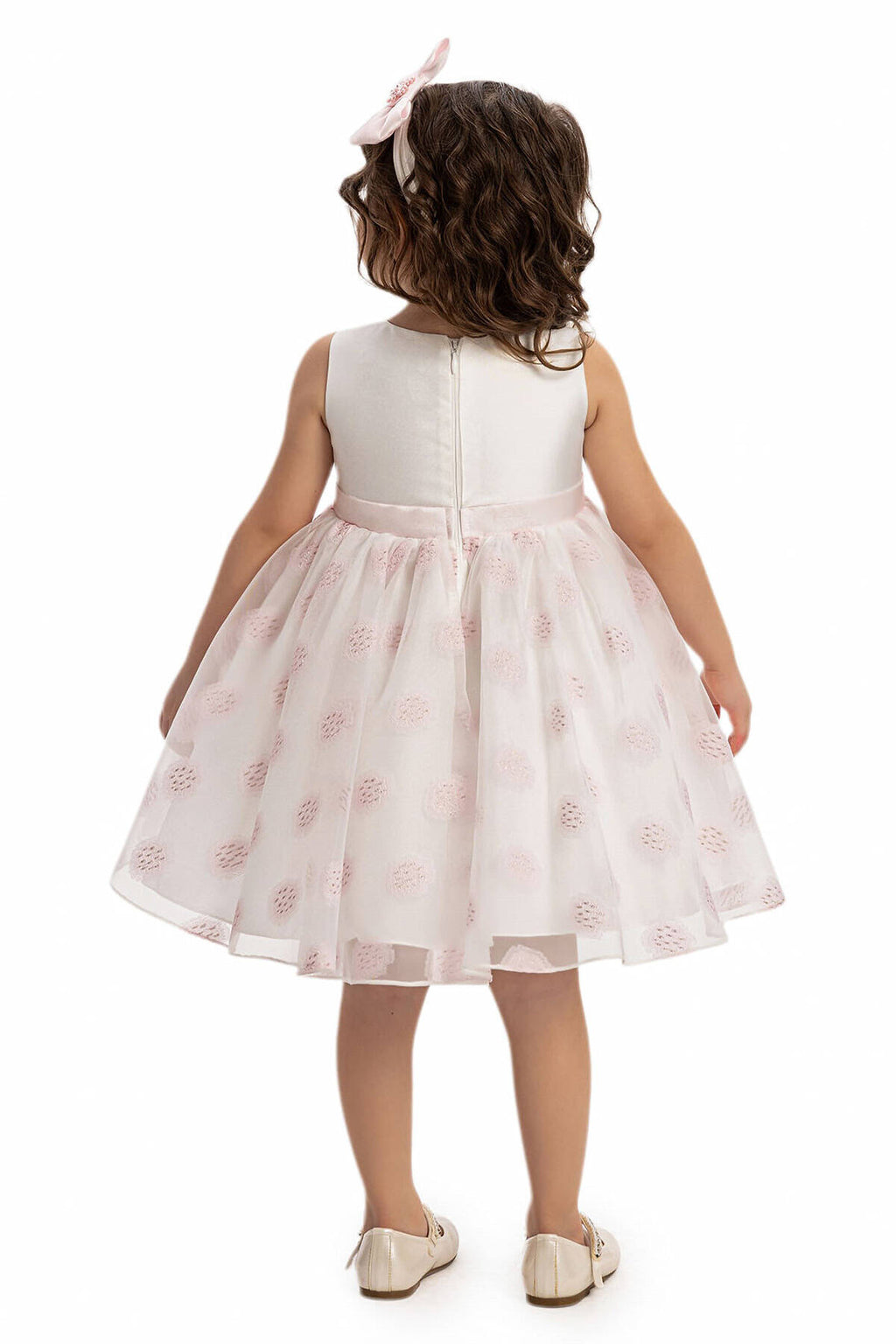 Robe bébé en poudre avec arc de cheveux assorti 6-24 MOIS