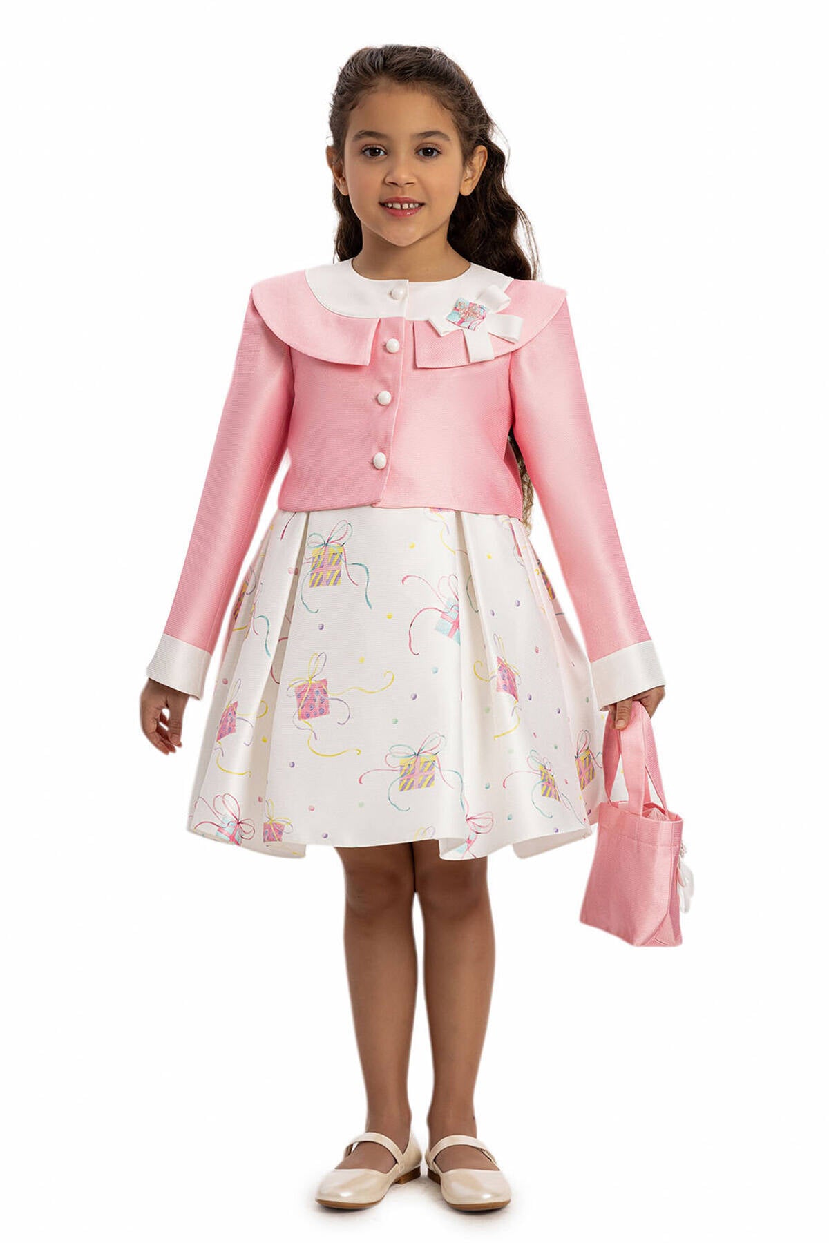 Robe Rose avec belore et sac à main 3-7 AGE