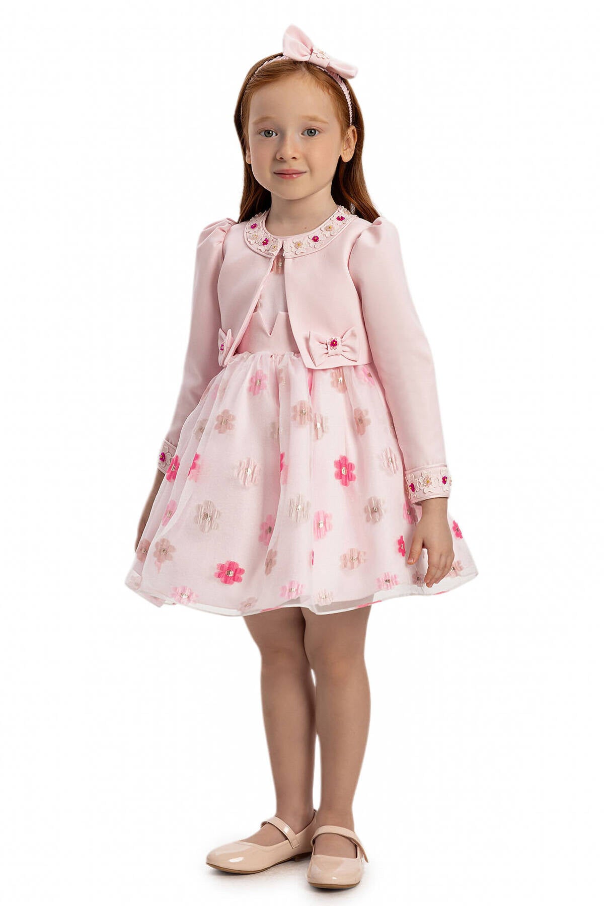Robe Rose avec Boléro et Accessoire Cheveux 6-24 MOIS